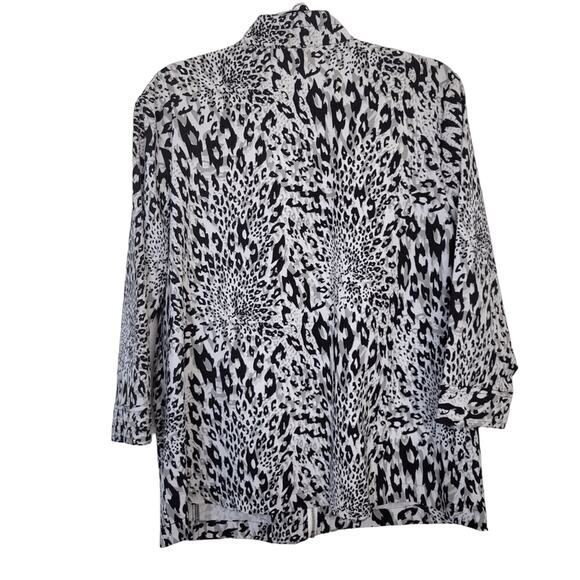 Additions by Chico's Womens Large Grey Leopard Animal Print Zip Jacket Shacket - Picture 2 of 11